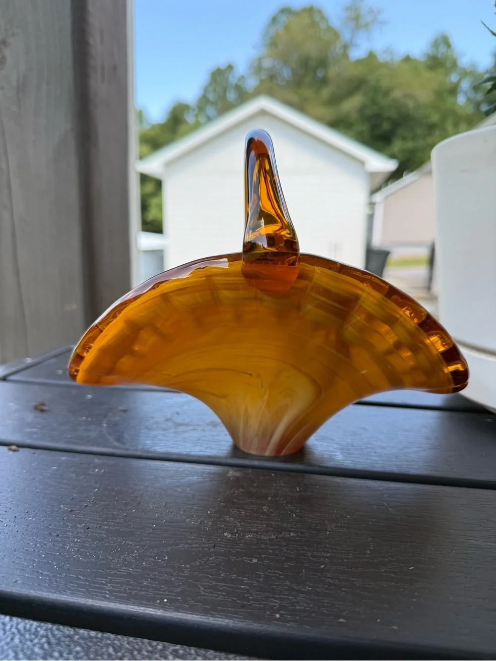 Amber Italian Glass Fan-Shaped Decorative Accent - Versatile Home Accent
